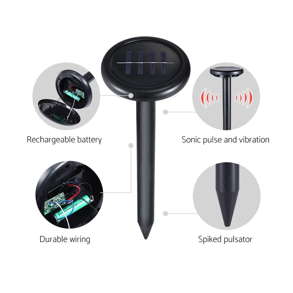 Gardeon Home & Garden > Garden Tools > Gardening Tools Gardeon Snake Repeller 4X Ultrasonic Solar Powered