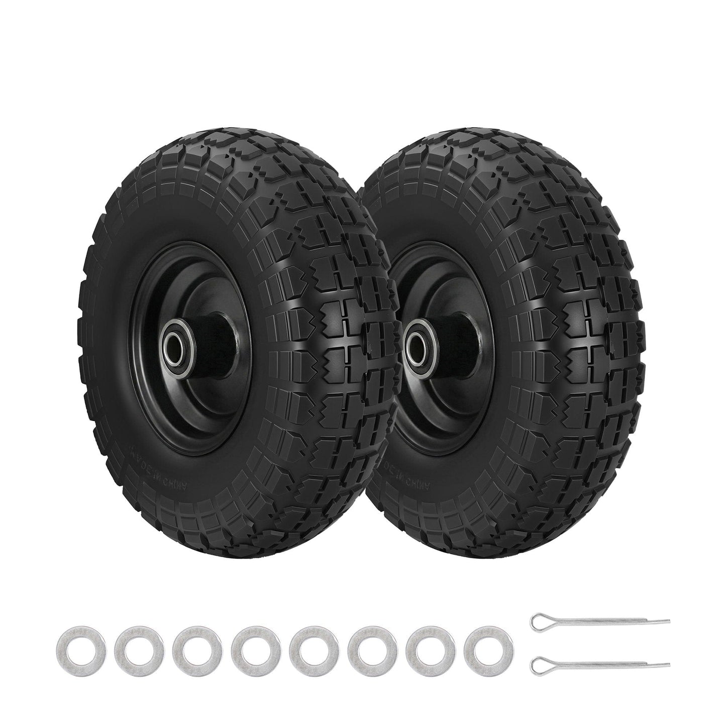 Gardeon Home & Garden > Garden Tools > Spreaders & Wheelbarrows Gardeon 2pcs, 4.10/3.50-4 Tire And Wheel Flat Free, 26cm Solid Rubber Tires with 5/8 Axle Bore Hole And Double Sealed Bearings, Perfect for Wheelbarrow, Garden Cart, Wagon, Dolly