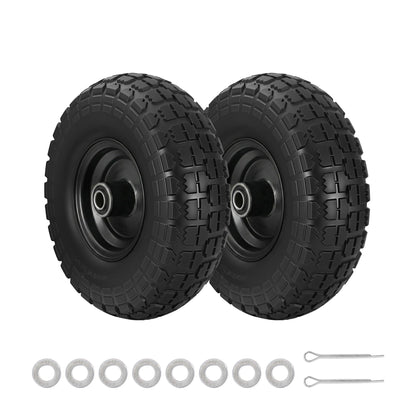 Gardeon Home & Garden > Garden Tools > Spreaders & Wheelbarrows Gardeon 2pcs, 4.10/3.50-4 Tire And Wheel Flat Free, 26cm Solid Rubber Tires with 5/8 Axle Bore Hole And Double Sealed Bearings, Perfect for Wheelbarrow, Garden Cart, Wagon, Dolly