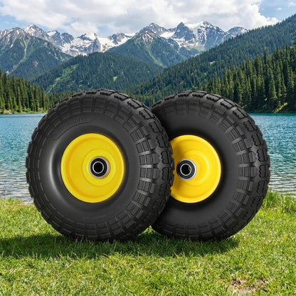Gardeon Home & Garden > Garden Tools > Spreaders & Wheelbarrows Gardeon 2pcs, 4.10/3.50-4 Tire And Wheel Flat Free, 26cm Solid Rubber Tires with 5/8 Axle Bore Hole And Double Sealed Bearings, Perfect for Wheelbarrow, Garden Cart, Wagon, Dolly