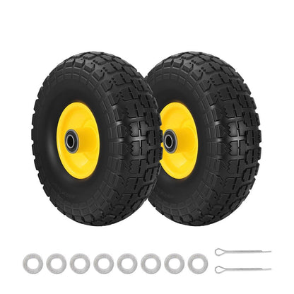 Gardeon Home & Garden > Garden Tools > Spreaders & Wheelbarrows Gardeon 2pcs, 4.10/3.50-4 Tire And Wheel Flat Free, 26cm Solid Rubber Tires with 5/8 Axle Bore Hole And Double Sealed Bearings, Perfect for Wheelbarrow, Garden Cart, Wagon, Dolly