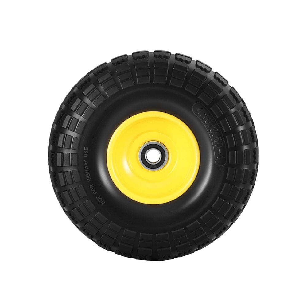 Gardeon Home & Garden > Garden Tools > Spreaders & Wheelbarrows Gardeon 2pcs, 4.10/3.50-4 Tire And Wheel Flat Free, 26cm Solid Rubber Tires with 5/8 Axle Bore Hole And Double Sealed Bearings, Perfect for Wheelbarrow, Garden Cart, Wagon, Dolly