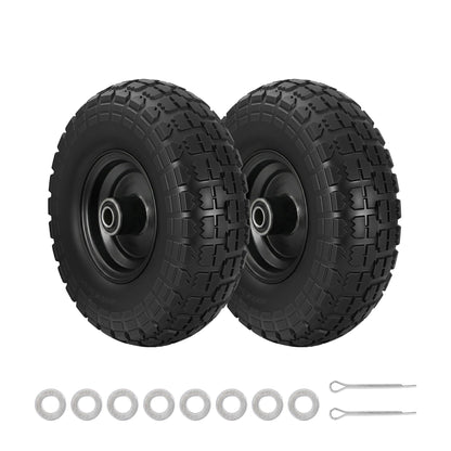 Gardeon Home & Garden > Garden Tools > Spreaders & Wheelbarrows Gardeon 2pcs, 4.10/3.50-4 Tire And Wheel Flat Free, 26cm Solid Rubber Tires with 5/8 Axle Bore Hole And Double Sealed Bearings, Perfect for Wheelbarrow, Garden Cart, Wagon, Dolly