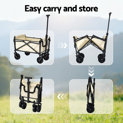 Gardeon Home & Garden > Garden Tools > Spreaders & Wheelbarrows Gardeon Garden Cart Folding Trolley Camping Wagon Barrow Outdoor Beach Beige