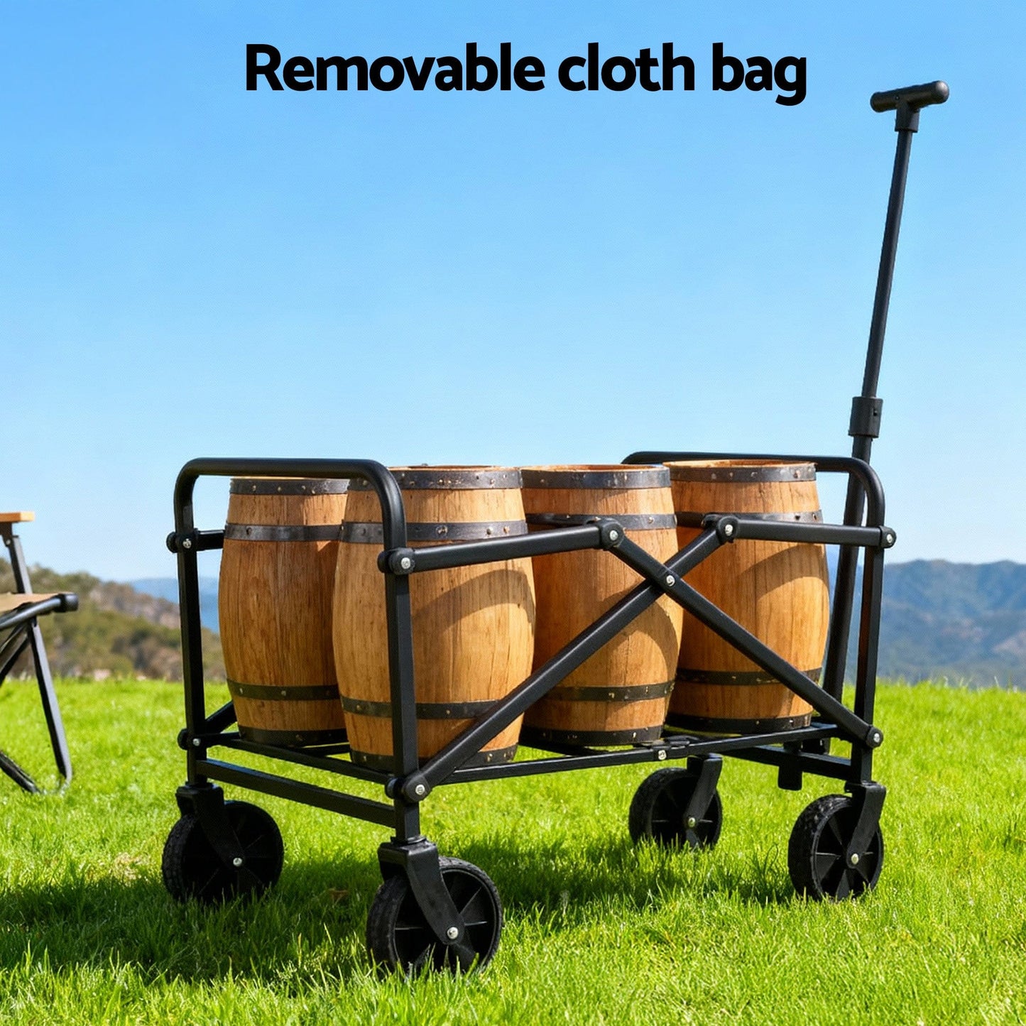 Gardeon Home & Garden > Garden Tools > Spreaders & Wheelbarrows Gardeon Garden Cart Folding Trolley Camping Wagon Barrow Outdoor Beach Beige