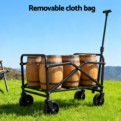 Gardeon Home & Garden > Garden Tools > Spreaders & Wheelbarrows Gardeon Garden Cart Folding Trolley Camping Wagon Barrow Outdoor Beach Beige