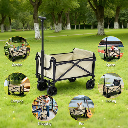 Gardeon Home & Garden > Garden Tools > Spreaders & Wheelbarrows Gardeon Garden Cart Folding Trolley Camping Wagon Barrow Outdoor Beach Beige