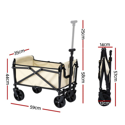 Gardeon Home & Garden > Garden Tools > Spreaders & Wheelbarrows Gardeon Garden Cart Folding Trolley Camping Wagon Barrow Outdoor Beach Beige