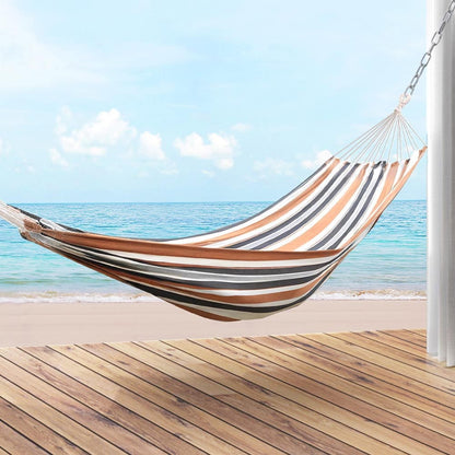 Gardeon Home & Garden > Hammocks > Hammocks & Accessories Gardeon Hammock Bed Outdoor Camping Hammocks Beige Grey