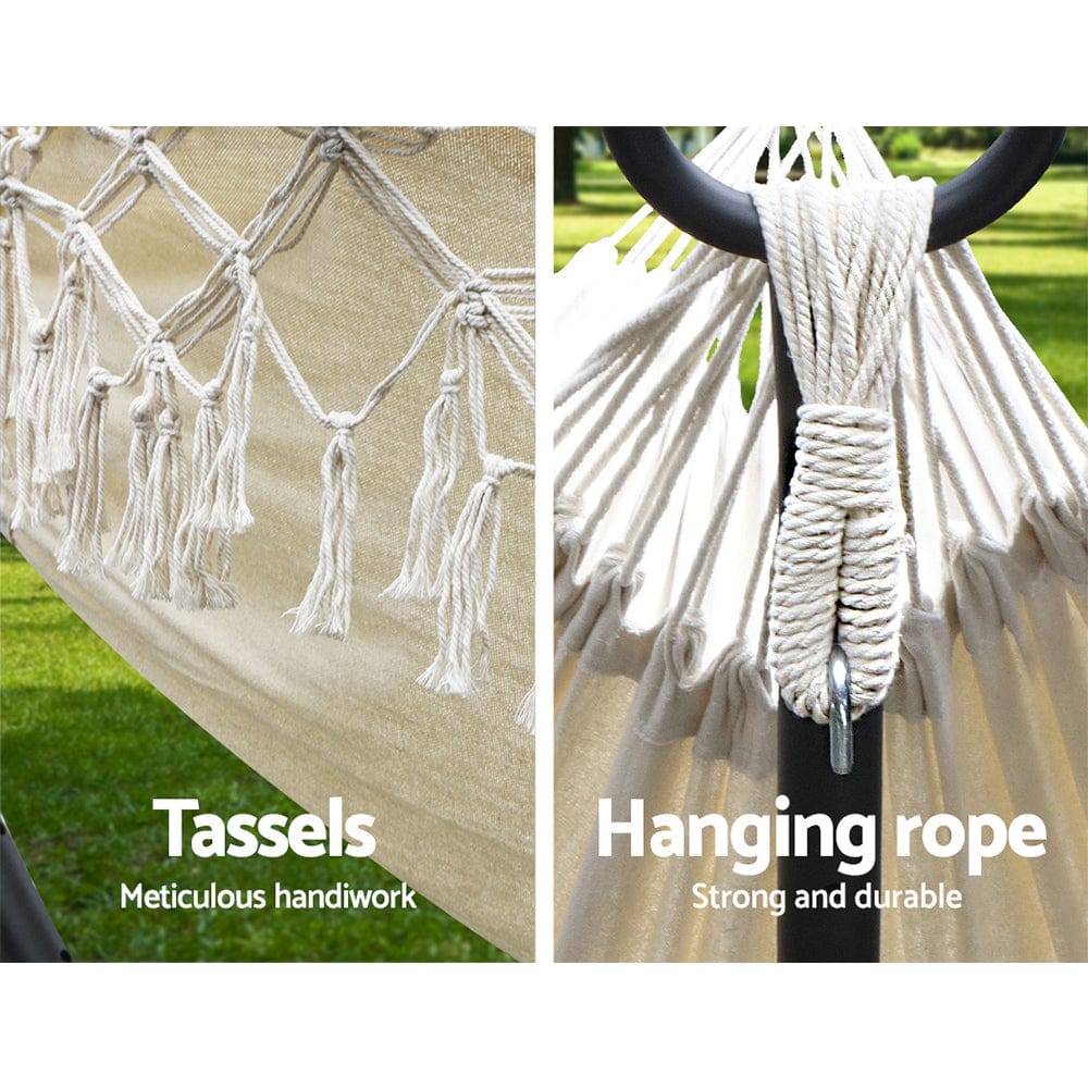 Gardeon Home & Garden > Hammocks > Hammocks & Accessories Gardeon Hammock Bed Rope Tassel Outdoor Hammocks Chair Camping