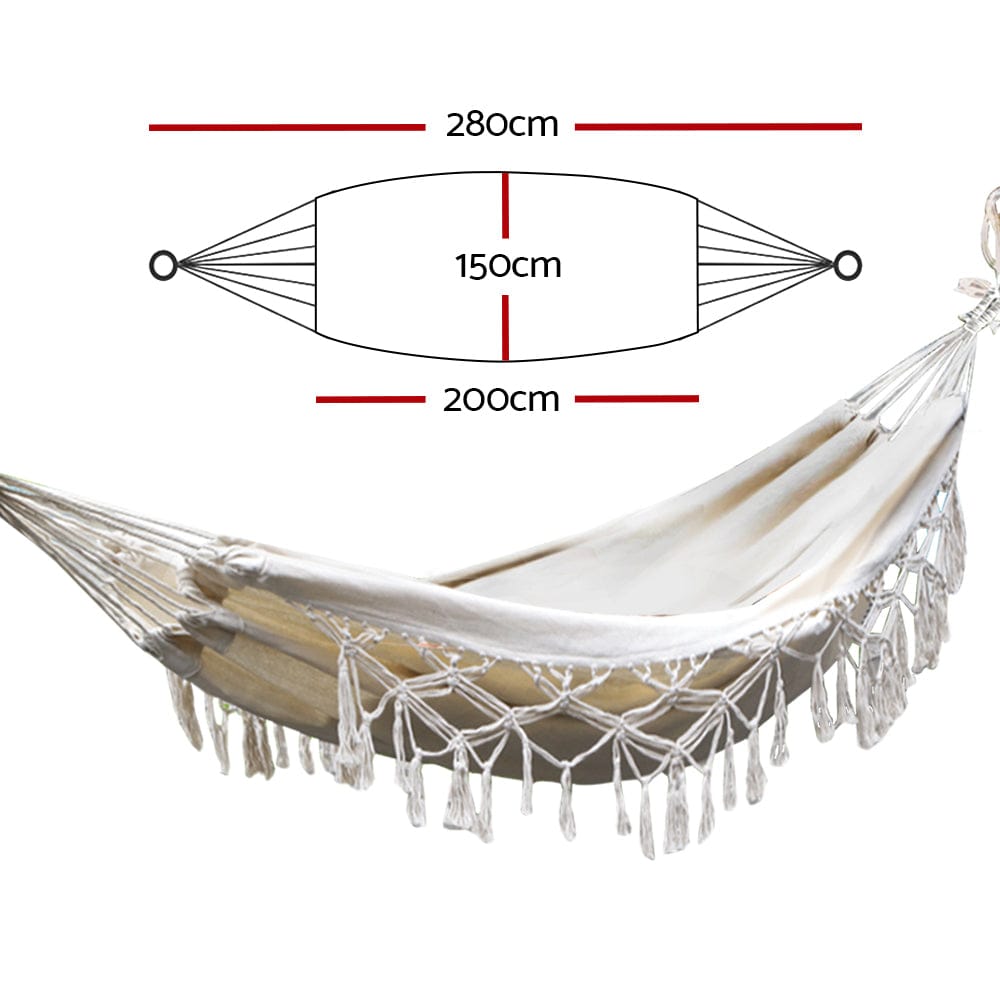 Gardeon Home & Garden > Hammocks > Hammocks & Accessories Gardeon Hammock Bed Rope Tassel Outdoor Hammocks Chair Camping