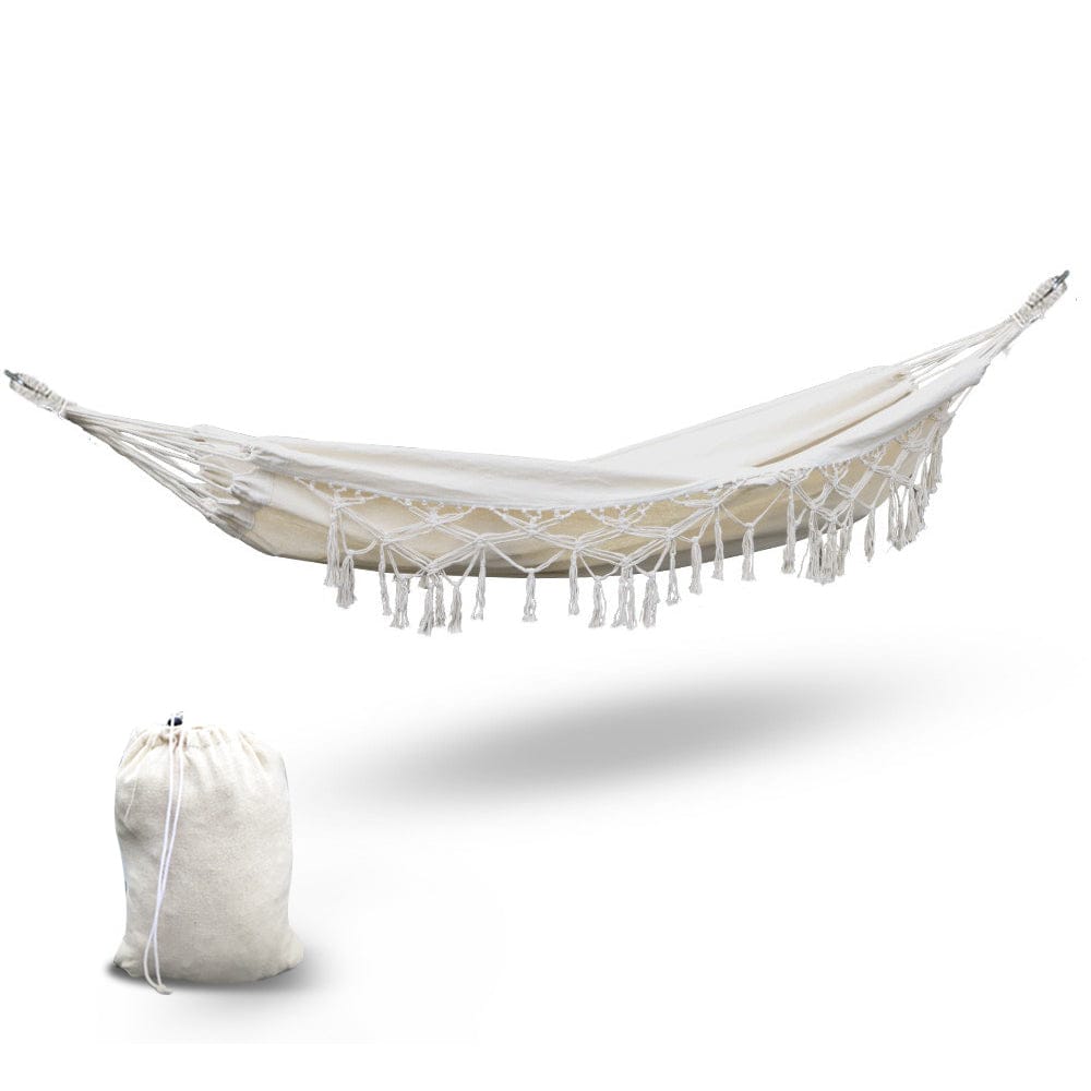 Gardeon Home & Garden > Hammocks > Hammocks & Accessories Gardeon Hammock Bed Rope Tassel Outdoor Hammocks Chair Camping