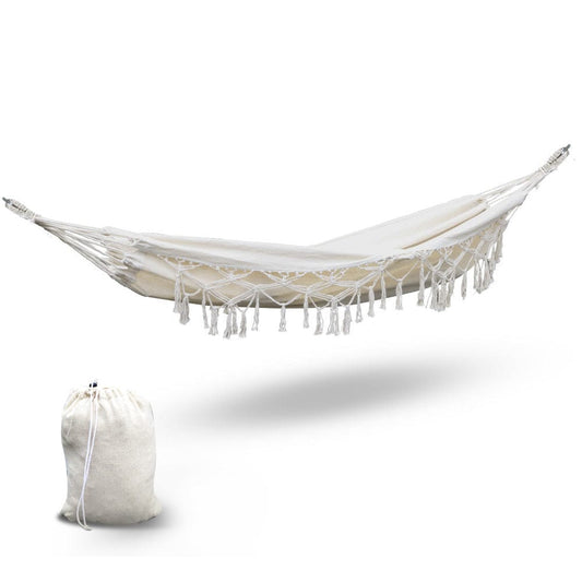 Gardeon Home & Garden > Hammocks > Hammocks & Accessories Gardeon Hammock Bed Rope Tassel Outdoor Hammocks Chair Camping