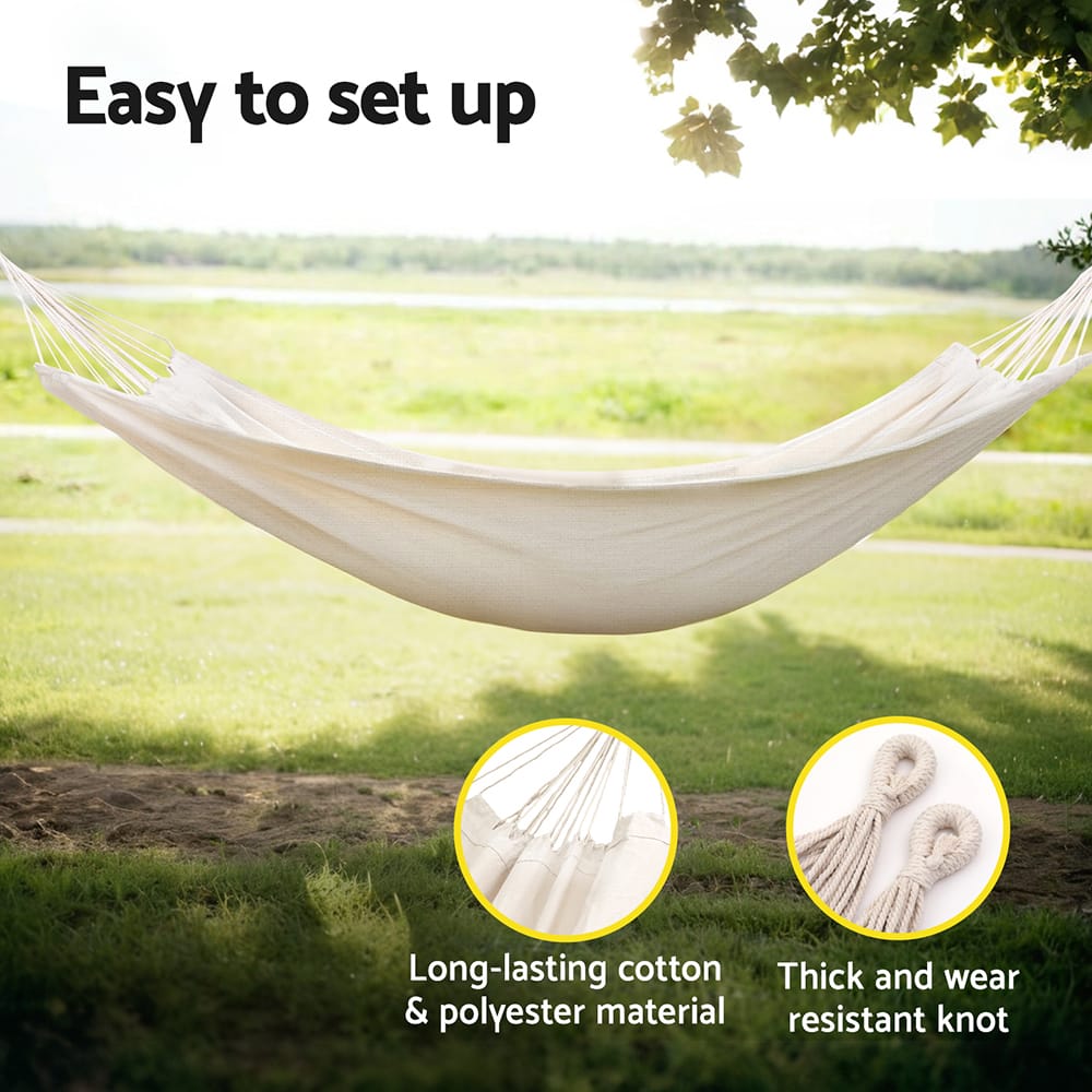 Gardeon Home & Garden > Hammocks > Hammocks & Accessories Gardeon Hammock Bed w/ Travel Bag Outdoor Lounge Chair Cream