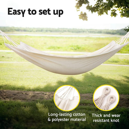 Gardeon Home & Garden > Hammocks > Hammocks & Accessories Gardeon Hammock Bed w/ Travel Bag Outdoor Lounge Chair Cream