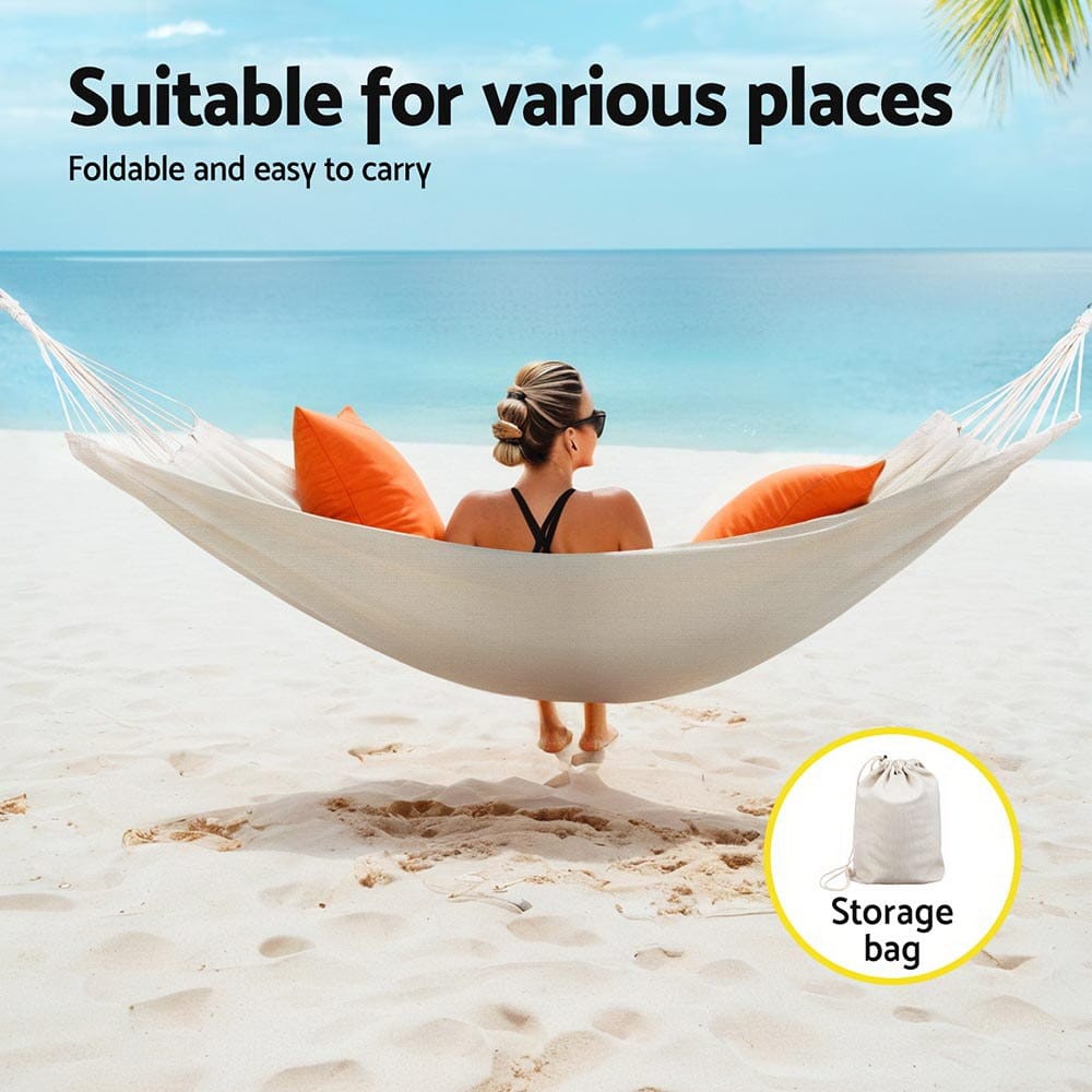 Gardeon Home & Garden > Hammocks > Hammocks & Accessories Gardeon Hammock Bed w/ Travel Bag Outdoor Lounge Chair Cream