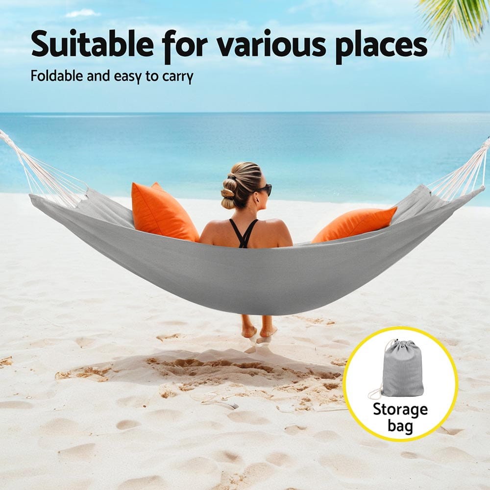 Gardeon Home & Garden > Hammocks > Hammocks & Accessories Gardeon Hammock Bed w/ Travel Bag Outdoor Lounge Chair Grey