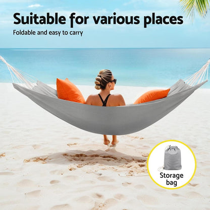 Gardeon Home & Garden > Hammocks > Hammocks & Accessories Gardeon Hammock Bed w/ Travel Bag Outdoor Lounge Chair Grey