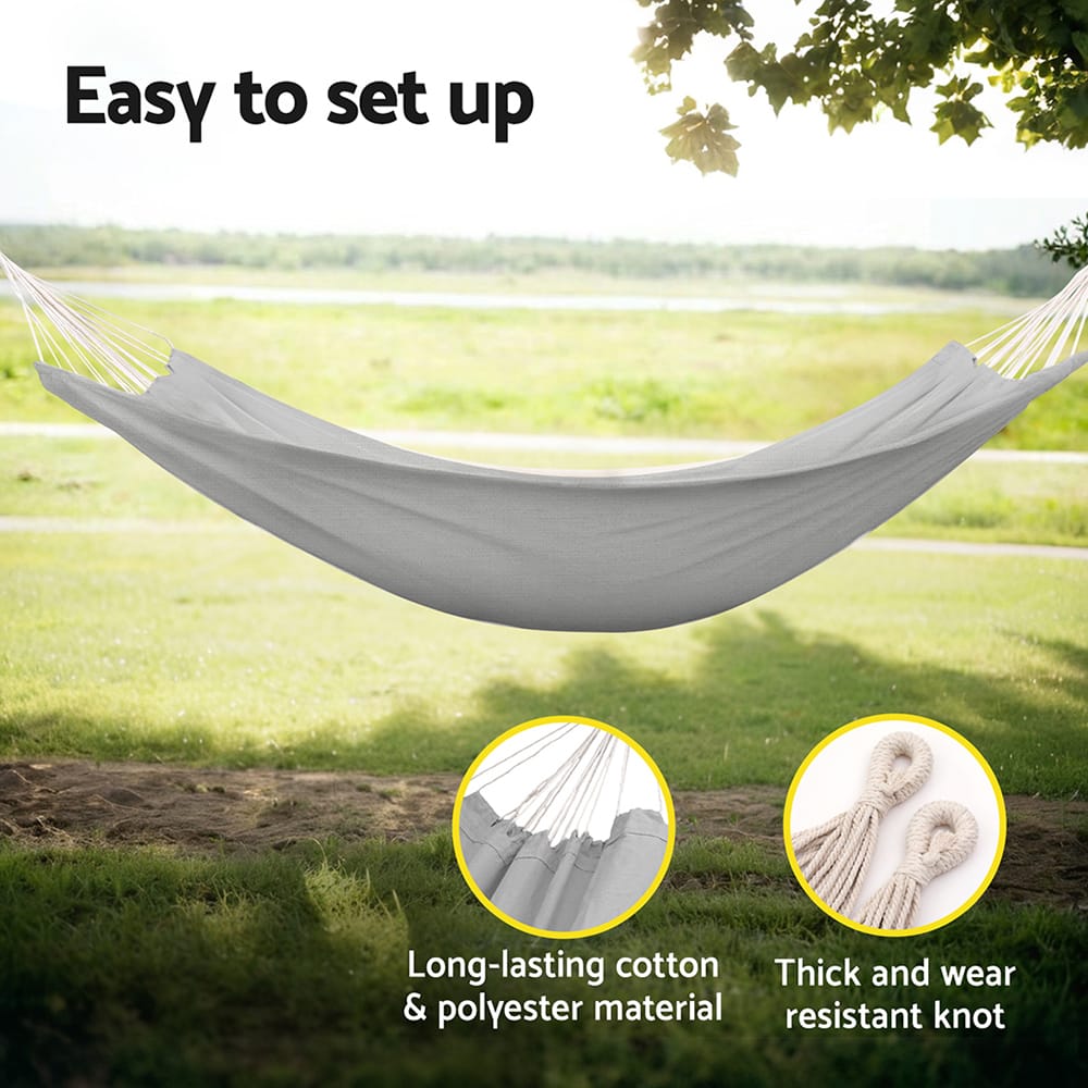 Gardeon Home & Garden > Hammocks > Hammocks & Accessories Gardeon Hammock Bed w/ Travel Bag Outdoor Lounge Chair Grey