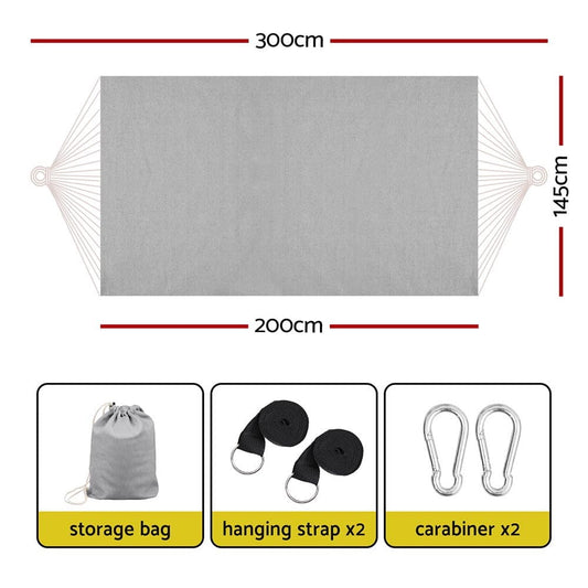 Gardeon Home & Garden > Hammocks > Hammocks & Accessories Gardeon Hammock Bed w/ Travel Bag Outdoor Lounge Chair Grey