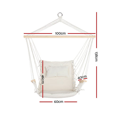 Gardeon Home & Garden > Hammocks > Hammocks & Accessories Gardeon Hammock Chair Hanging with Armrest Camping Hammocks Cream