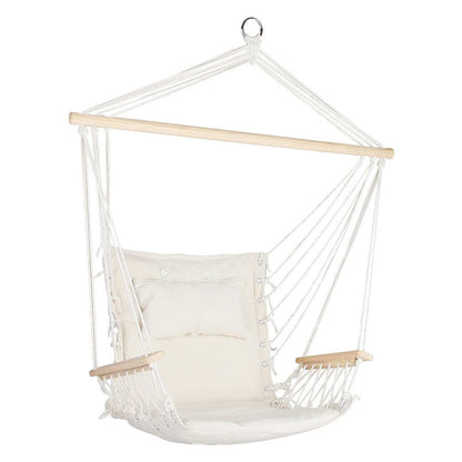 Gardeon Home & Garden > Hammocks > Hammocks & Accessories Gardeon Hammock Chair Hanging with Armrest Camping Hammocks Cream