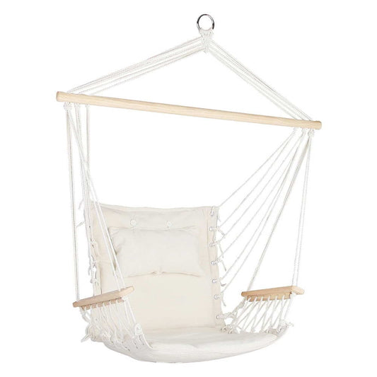 Gardeon Home & Garden > Hammocks > Hammocks & Accessories Gardeon Hammock Chair Hanging with Armrest Camping Hammocks Cream