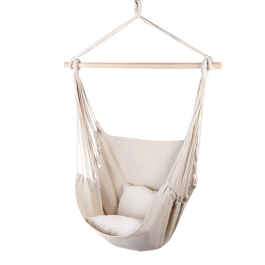 Gardeon Home & Garden > Hammocks > Hammocks & Accessories Gardeon Hammock Chair Outdoor Camping Hanging Hammocks Cushion Pillow Cream