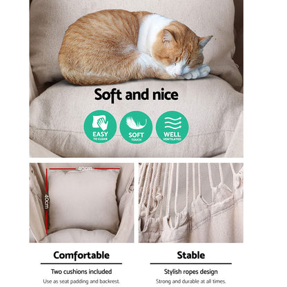 Gardeon Home & Garden > Hammocks > Hammocks & Accessories Gardeon Hammock Chair Outdoor Camping Hanging Hammocks Cushion Pillow Cream
