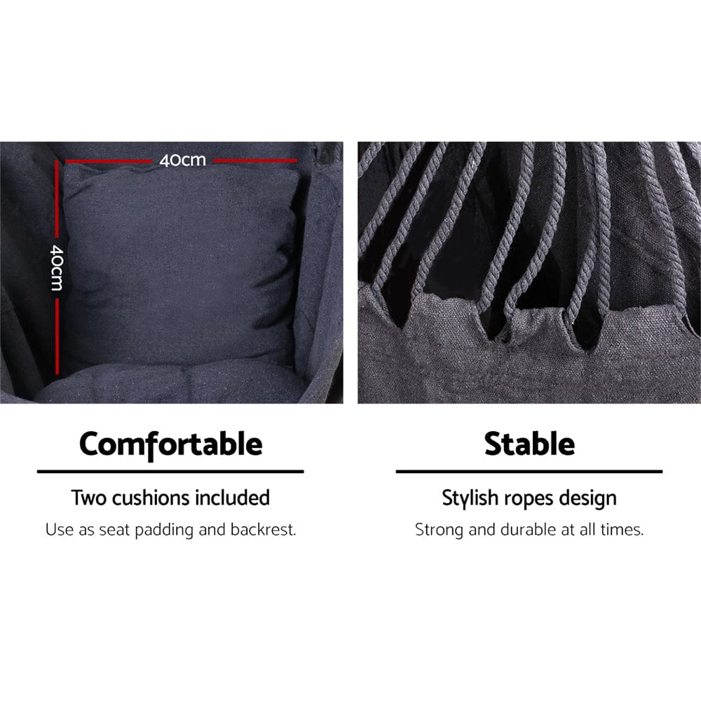 Gardeon Home & Garden > Hammocks > Hammocks & Accessories Gardeon Hammock Chair Outdoor Camping Hanging Hammocks Cushion Pillow Grey