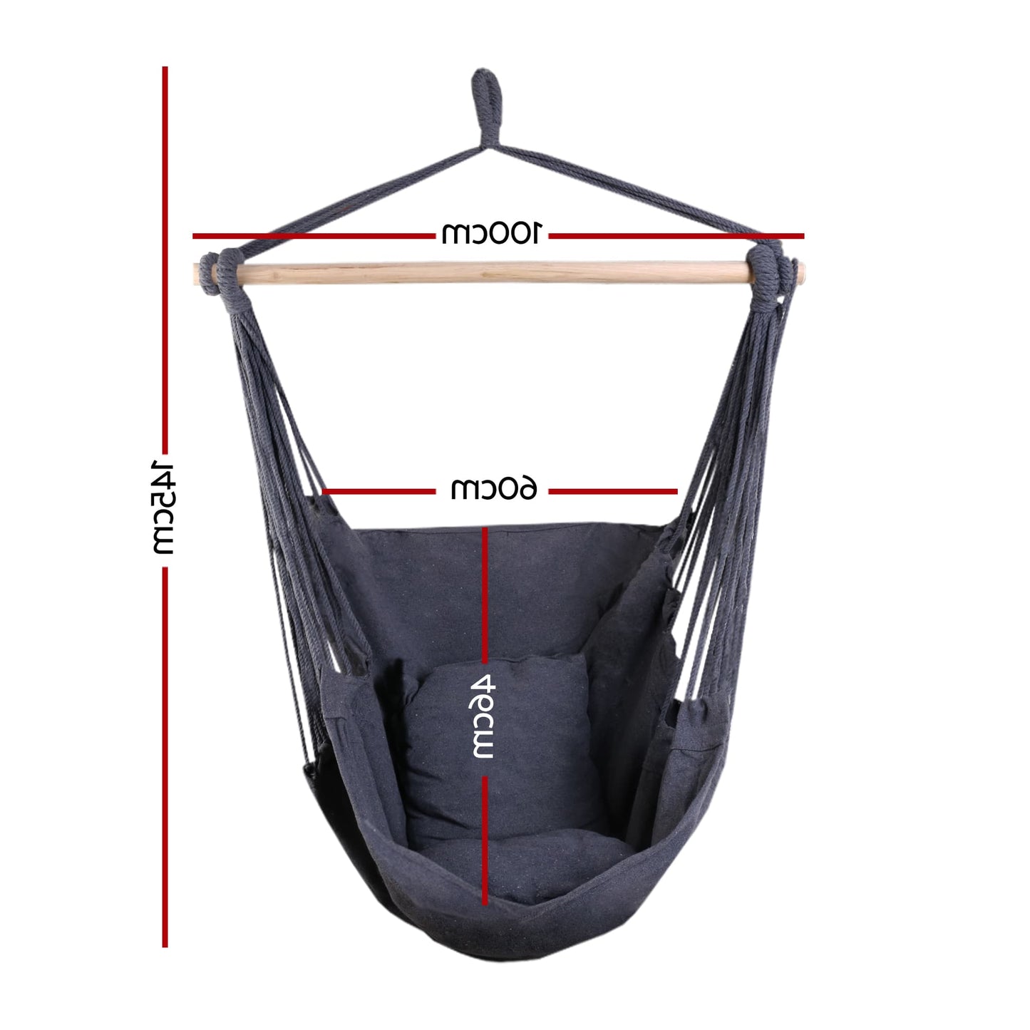 Gardeon Home & Garden > Hammocks > Hammocks & Accessories Gardeon Hammock Chair Outdoor Camping Hanging Hammocks Cushion Pillow Grey