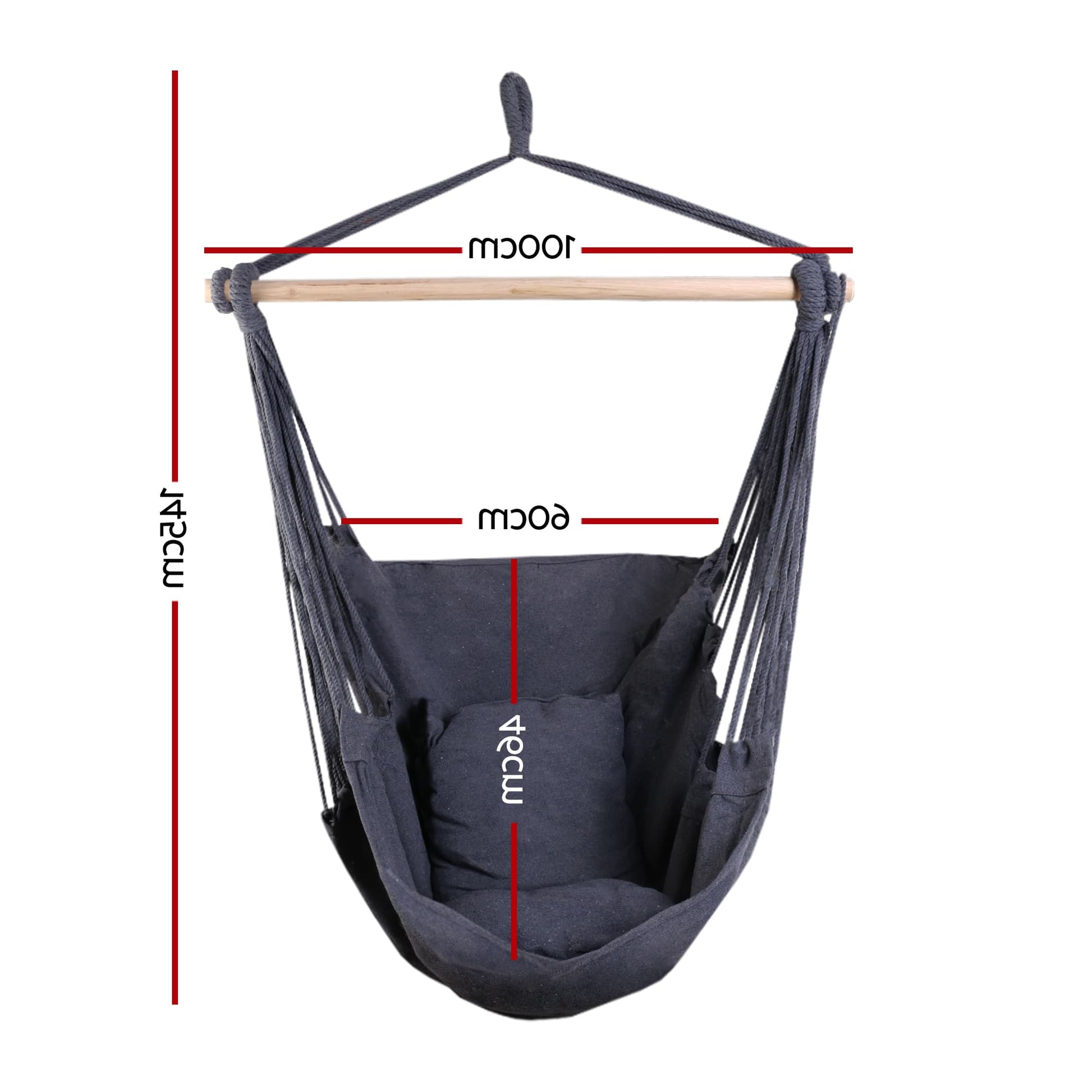 Gardeon Home & Garden > Hammocks > Hammocks & Accessories Gardeon Hammock Chair Outdoor Camping Hanging Hammocks Cushion Pillow Grey