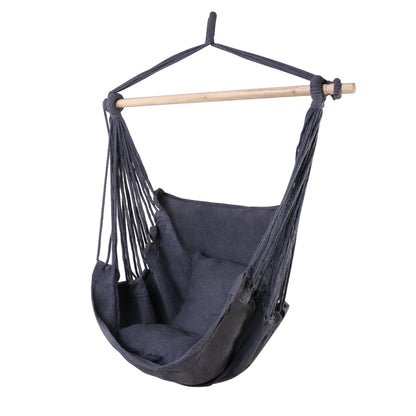 Gardeon Home & Garden > Hammocks > Hammocks & Accessories Gardeon Hammock Chair Outdoor Camping Hanging Hammocks Cushion Pillow Grey
