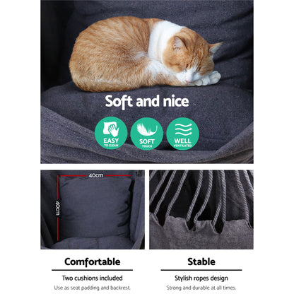Gardeon Home & Garden > Hammocks > Hammocks & Accessories Gardeon Hammock Chair Outdoor Camping Hanging Hammocks Cushion Pillow Grey
