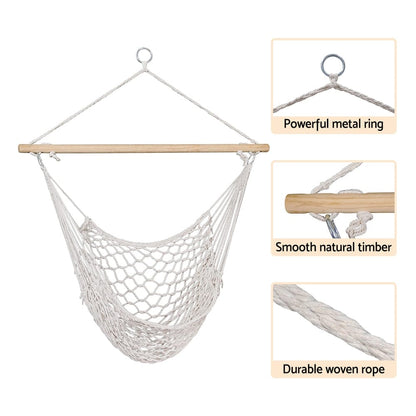Gardeon Home & Garden > Hammocks > Hammocks & Accessories Gardeon Hammock Chair Outdoor Hanging Camping Mesh Indoor Cream