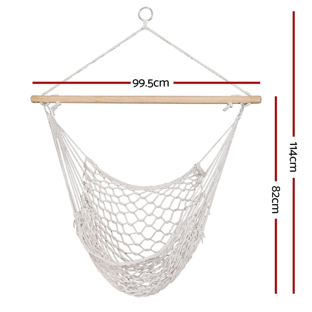 Gardeon Home & Garden > Hammocks > Hammocks & Accessories Gardeon Hammock Chair Outdoor Hanging Camping Mesh Indoor Cream