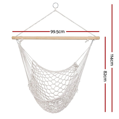 Gardeon Home & Garden > Hammocks > Hammocks & Accessories Gardeon Hammock Chair Outdoor Hanging Camping Mesh Indoor Cream