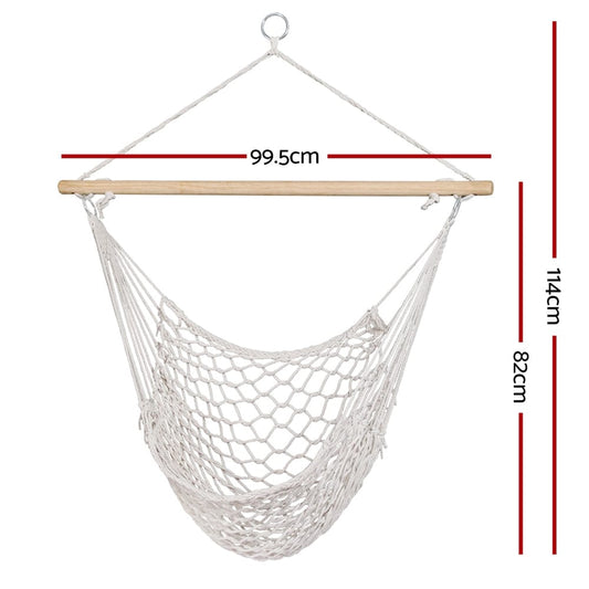 Gardeon Home & Garden > Hammocks > Hammocks & Accessories Gardeon Hammock Chair Outdoor Hanging Camping Mesh Indoor Cream