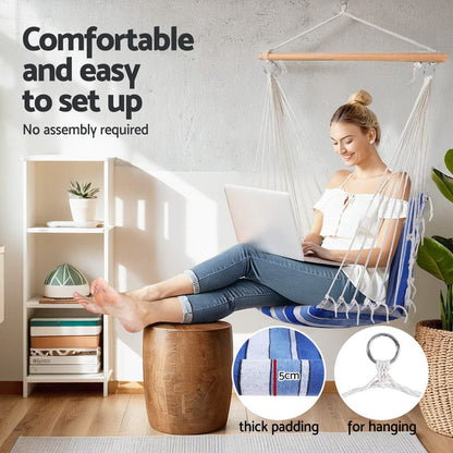 Gardeon Home & Garden > Hammocks > Hammocks & Accessories Gardeon Hammock Chair Swing Camping Blue