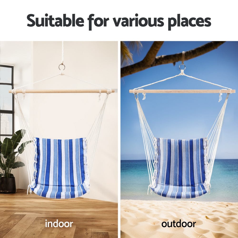 Gardeon Home & Garden > Hammocks > Hammocks & Accessories Gardeon Hammock Chair Swing Camping Blue