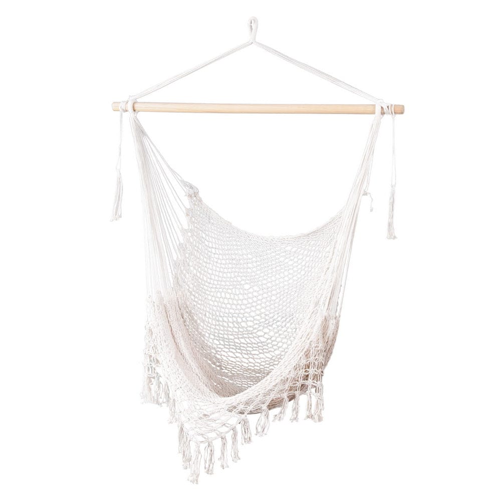 Gardeon Home & Garden > Hammocks > Hammocks & Accessories Gardeon Hammock Chair Swing Camping Mesh Cream
