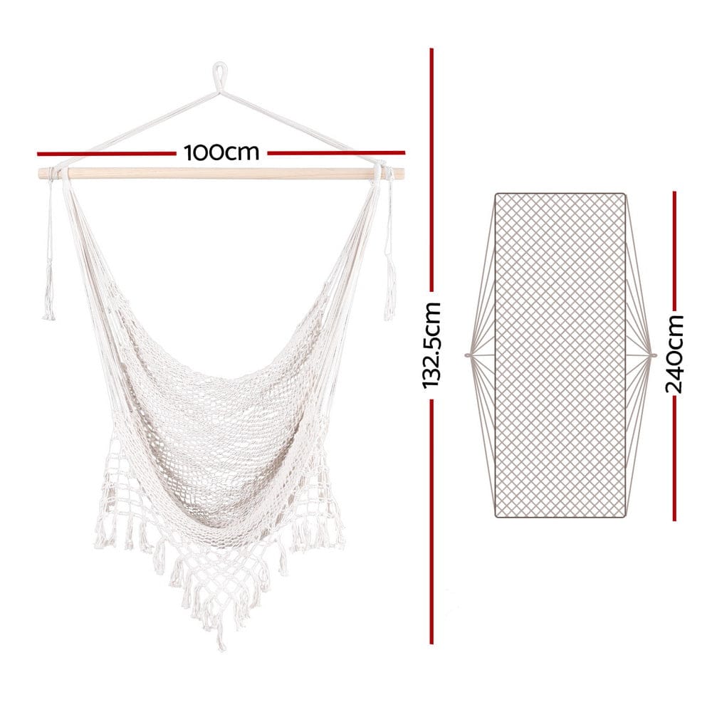 Gardeon Home & Garden > Hammocks > Hammocks & Accessories Gardeon Hammock Chair Swing Camping Mesh Cream