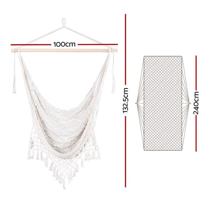 Gardeon Home & Garden > Hammocks > Hammocks & Accessories Gardeon Hammock Chair Swing Camping Mesh Cream