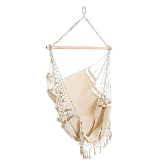 Gardeon Home & Garden > Hammocks > Hammocks & Accessories Gardeon Hanging Hammock Chair Outdoor Swing Hammocks Tassel Cream
