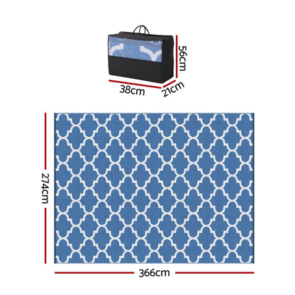 Gardeon Home & Garden > Rugs > Outdoor Rugs Gardeon Outdoor Rugs 274x366cm Large Carpet Reversible Area Mat PP Dual-Sided Patio Rug Blue
