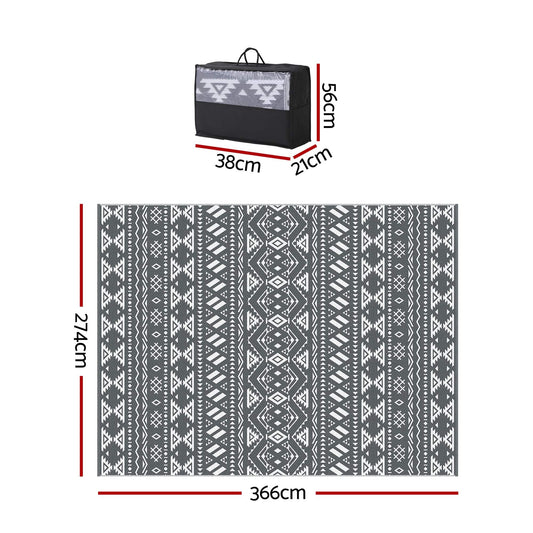 Gardeon Home & Garden > Rugs > Outdoor Rugs Gardeon Outdoor Rugs 274x366cm Large Carpet Reversible Area Mat PP Dual-Sided Patio Rug Bohemian
