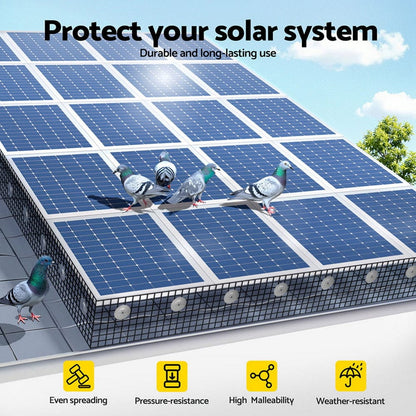 Gardeon Home & Garden > Solar Panels > Portable Solar Panels Gardeon 20cm x 30M Solar Panel Bird Guard Mesh Critter Guard Roll Kit with Rust-Proof PVC Coating