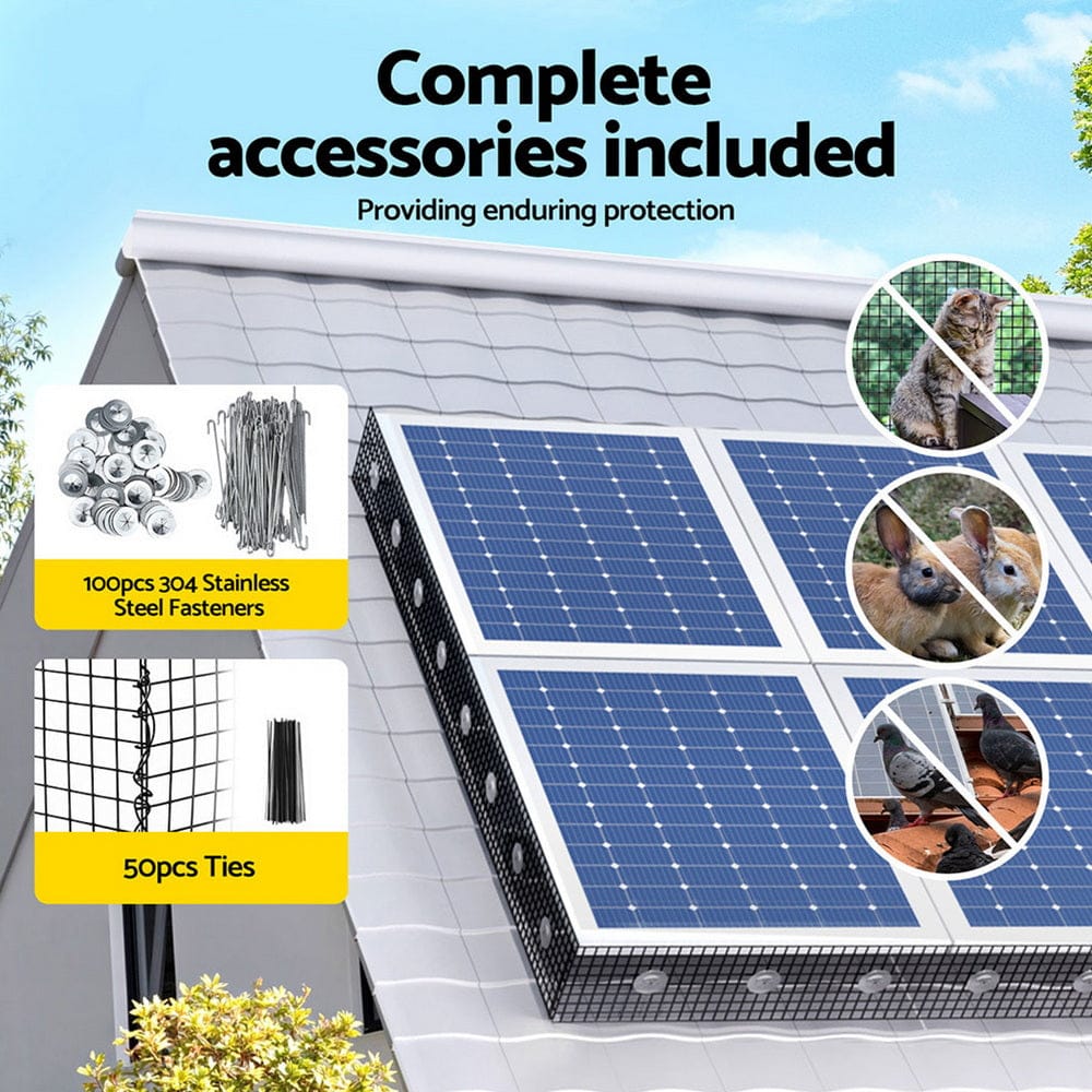 Gardeon Home & Garden > Solar Panels > Portable Solar Panels Gardeon 20cm x 30M Solar Panel Bird Guard Mesh Critter Guard Roll Kit with Rust-Proof PVC Coating