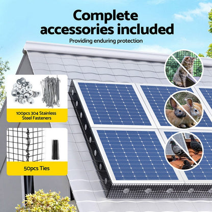 Gardeon Home & Garden > Solar Panels > Portable Solar Panels Gardeon 20cm x 30M Solar Panel Bird Guard Mesh Critter Guard Roll Kit with Rust-Proof PVC Coating
