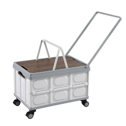 Gardeon Home & Garden > Storage > Storage Boxes Gardeon Collapsible Outdoor Storage Box 54L Stackable Folding Camping Organizer Wheels Plywood Lid Beige